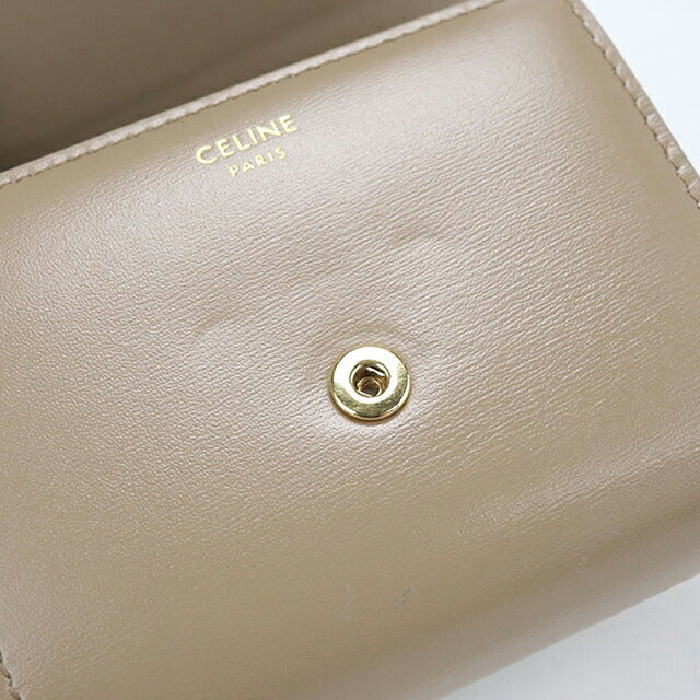 中古 セリーヌ 三つ折り財布 三折財布 コンパクト レディース ブランド CELINE トリオンフ スモール フラップウォレット 10D783DPV ベージュ USDCE116839011