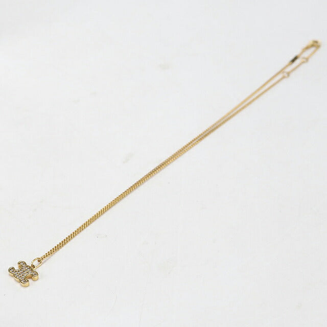 中古 セリーヌ ネックレス レディース ブランド CELINE トリオンフ ラインストーン 460GB6BZI.35OR ゴールド アクセサリー USDCE117404011
