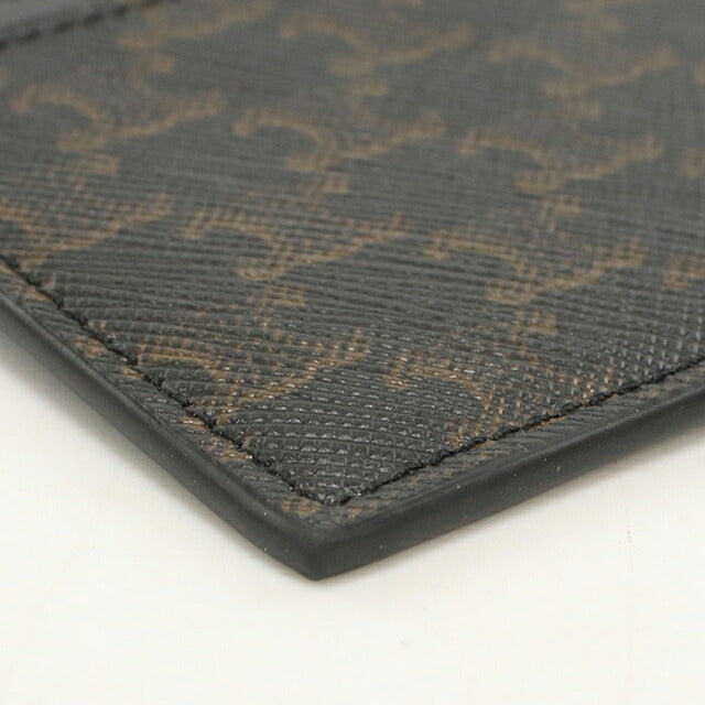 Used Celine Card Case Compact Unisex Brand CELINE Triomphe Canvas Card Holder 10B702 Black USDCE117688011