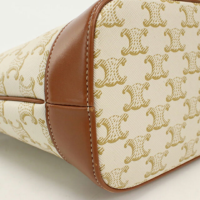 中古 セリーヌ ショルダーバッグ レディース ブランド CELINE トリオンフキャンバス スモール バケット 191442CAS ホワイト USDCE117773011