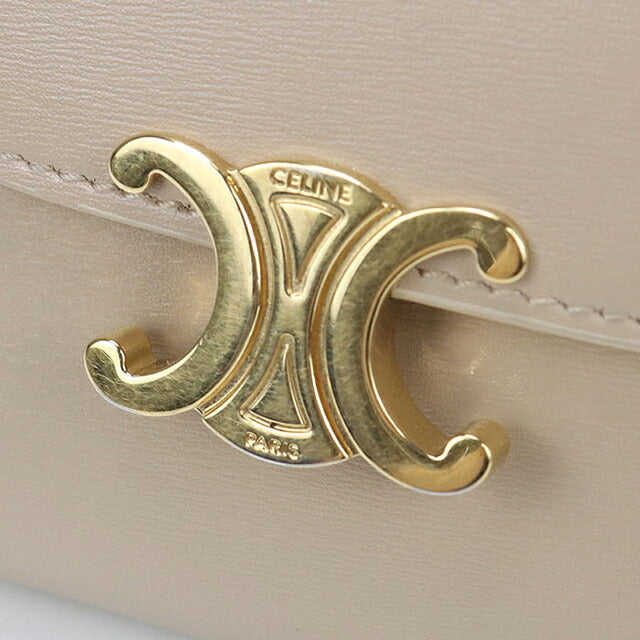 中古 セリーヌ 三つ折り財布 三折財布 コンパクト レディース ブランド CELINE トリオンフ スモールフラップウォレット 10D783DPV ベージュ USDCE118231011
