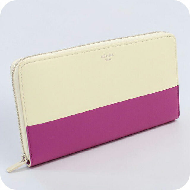 中古 セリーヌ 長財布ラウンドファスナー レディース ブランド CELINE バイカラー ラージジップドマルチファンクショ 105013AFF ホワイト USDCE118498011