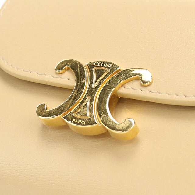 中古 セリーヌ 三つ折り財布 三折財布 コンパクト レディース ブランド CELINE トリオンフ スモール フラップ 10D783DPV ベージュ USDCE118570011