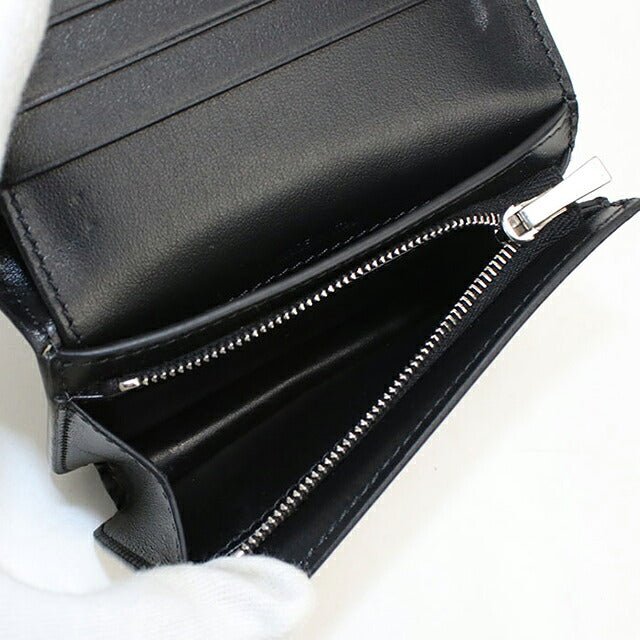 中古 セリーヌ 二つ折り財布 二折財布 コンパクト レディース ブランド CELINE トリオンフ ブラック USDCE119589011
