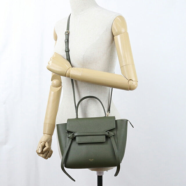 中古 セリーヌ ハンドバッグ レディース ブランド CELINE ベルトバッグ ナノ 2WAY 18900 グリーン USDCE120066011
