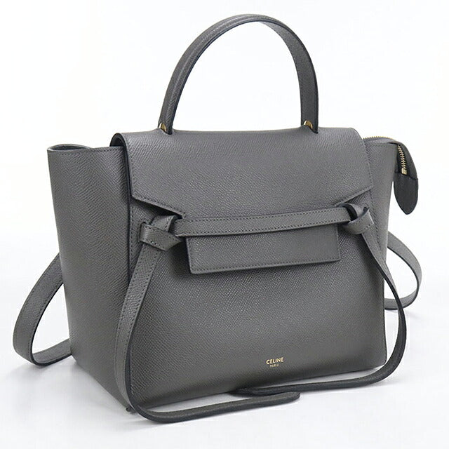 中古 セリーヌ ハンドバッグ レディース ブランド CELINE ベルトバッグ マイクロ 18196 グレー USDCE120144011