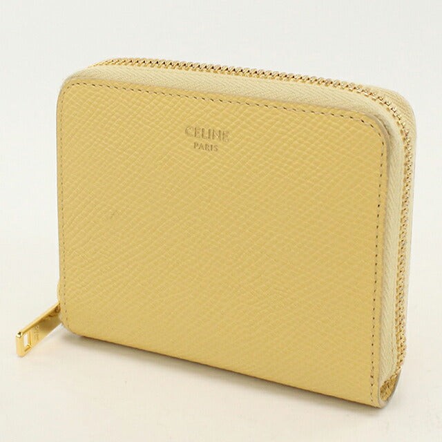 中古 セリーヌ 二つ折り財布 二折財布 コンパクト レディース ブランド CELINE スモール ジップウォレット 10N993FVO イエロー USDCE120537011
