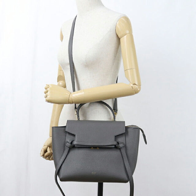 中古 セリーヌ ハンドバッグ レディース ブランド CELINE ベルトバッグ マイクロ 18196 グレー USDCE120645011