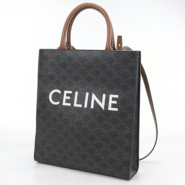 中古 セリーヌ トートバッグ レディース ブランド CELINE トリオンフキャンバス 2WAY スモール バーティカル カバ 191542BZK ブラウン USDCE121122011