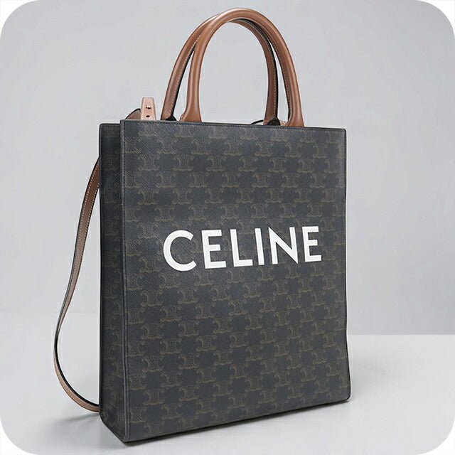 中古 セリーヌ トートバッグ レディース ブランド CELINE トリオンフキャンバス 2WAY スモール バーティカル カバ 191542BZK ブラウン USDCE121122011