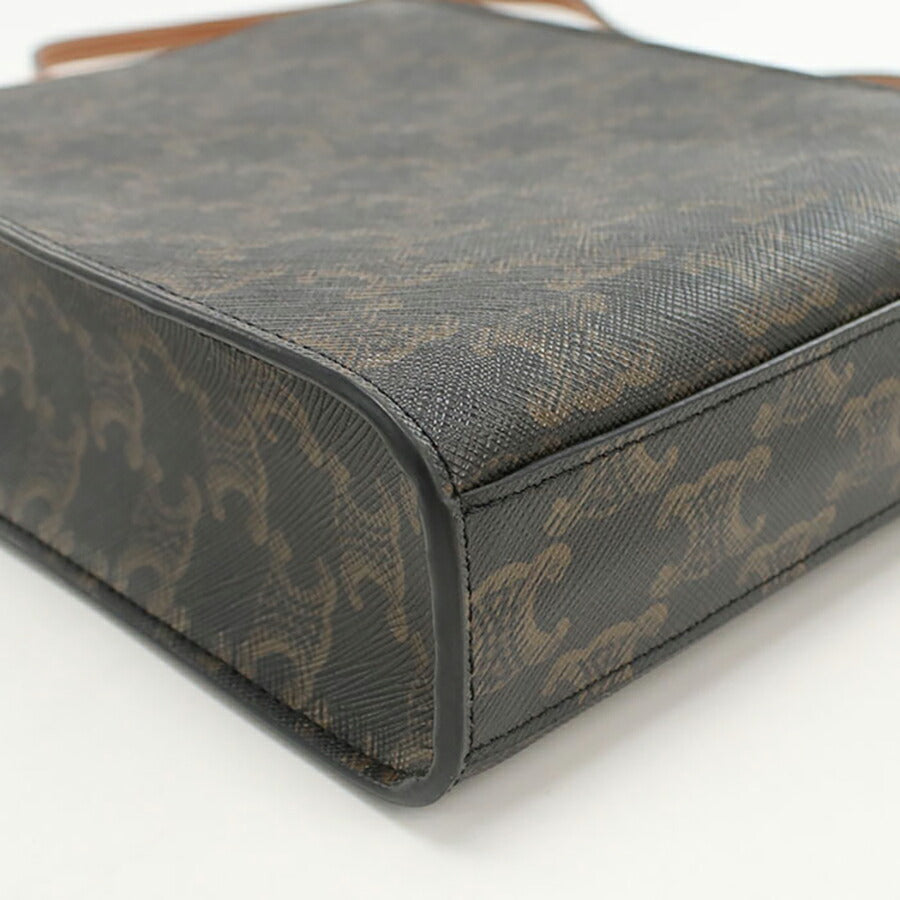 中古 セリーヌ ハンドバッグ レディース ブランド CELINE トリオンフキャンバス ミニ バーティカル カバ レザー ブラウン バッグ USDCE94758011