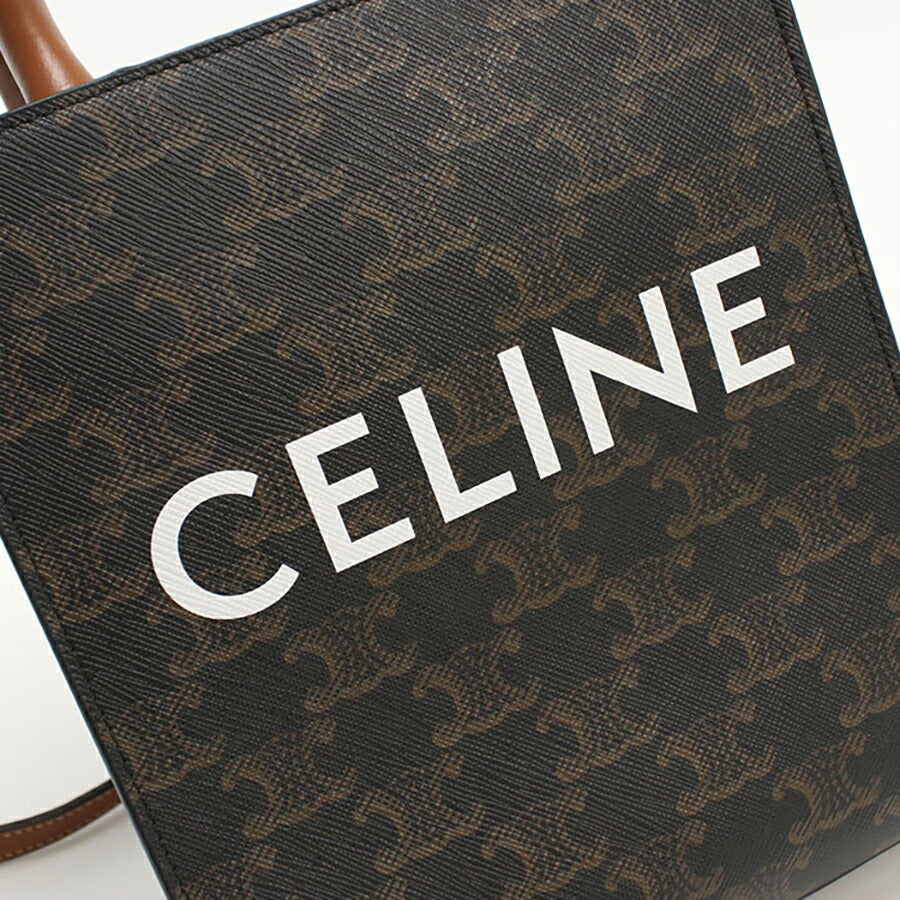 中古 セリーヌ ハンドバッグ レディース ブランド CELINE トリオンフキャンバス ミニ バーティカル カバ レザー ブラウン バッグ USDCE94758011