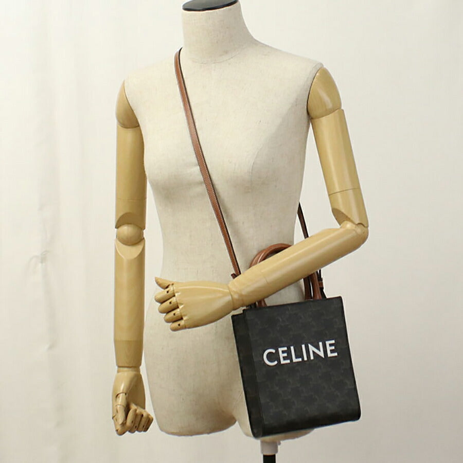 中古 セリーヌ ハンドバッグ レディース ブランド CELINE トリオンフキャンバス ミニ バーティカル カバ レザー ブラウン バッグ USDCE94758011