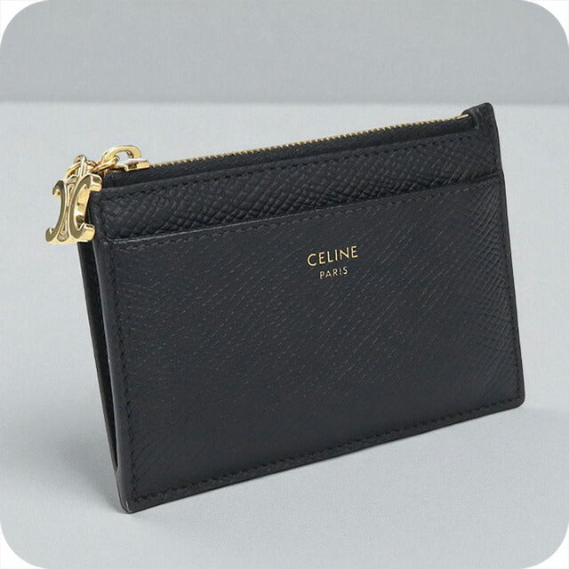 セリーヌ ジップ付きカードホルダー コインケース 現行品 ブラック CELINE セリーヌ ジップ カードホルダー 新ロゴ 箔押し 現行