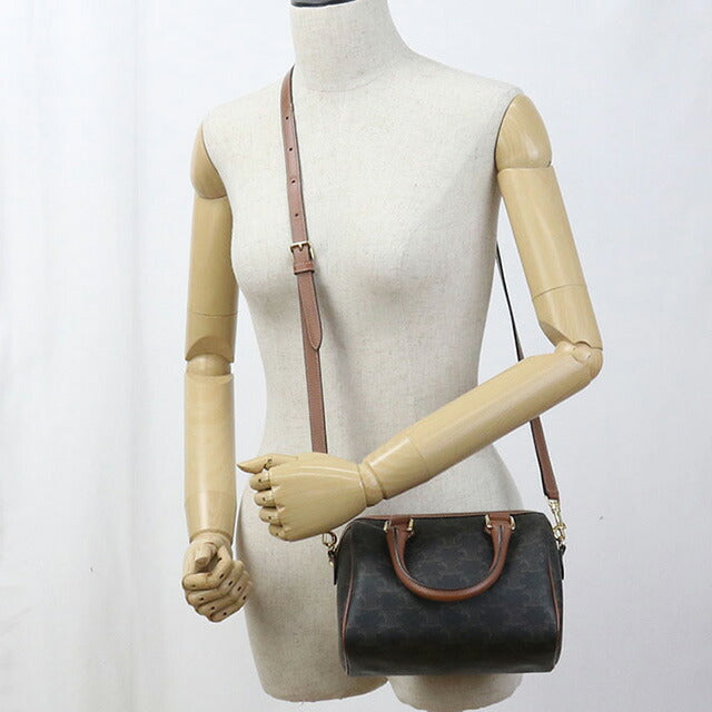 中古 セリーヌ ミニボストン レディース ブランド CELINE トリオンフキャンバス スモール 2WAY 113772CAS.04LU ブラウン バッグ USDCE96237011