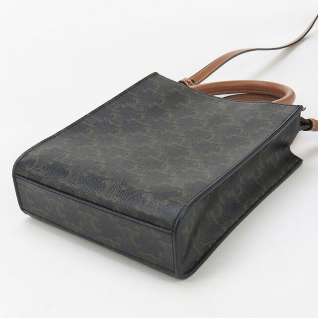 中古 セリーヌ ハンドバッグ レディース ブランド CELINE トリオンフキャンバス ミニ バーティカル カバ レザー ブラウン バッグ USDCE96241011