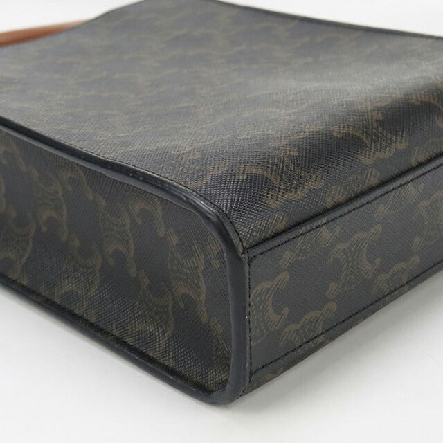 中古 セリーヌ ハンドバッグ レディース ブランド CELINE トリオンフキャンバス ミニ バーティカル カバ レザー ブラウン バッグ USDCE96241011