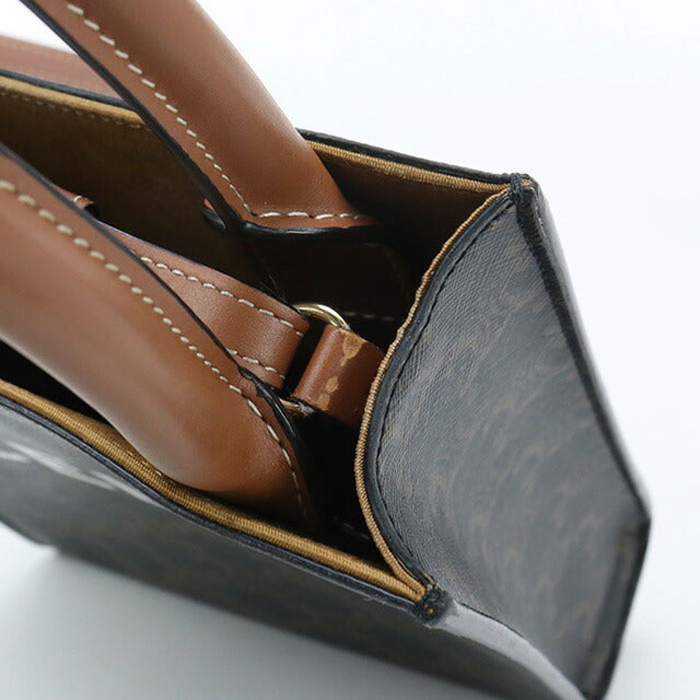 中古 セリーヌ ハンドバッグ レディース ブランド CELINE トリオンフキャンバス ミニ バーティカル カバ レザー ブラウン バッグ USDCE96241011