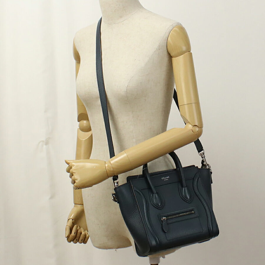 中古 セリーヌ ハンドバッグ レディース ブランド CELINE ラゲージ ナノ レザー ネイビー バッグ USDCE96466011