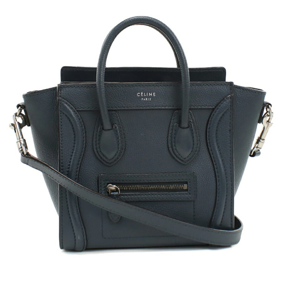 中古 セリーヌ ハンドバッグ レディース ブランド CELINE ラゲージ ナノ レザー ネイビー バッグ USDCE96466011