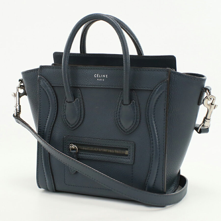 中古 セリーヌ ハンドバッグ レディース ブランド CELINE ラゲージ ナノ レザー ネイビー バッグ USDCE96466011
