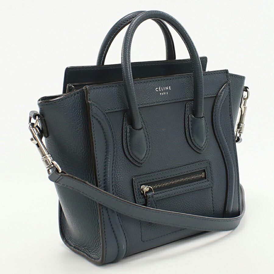 中古 セリーヌ ハンドバッグ レディース ブランド CELINE ラゲージ ナノ レザー ネイビー バッグ USDCE96466011