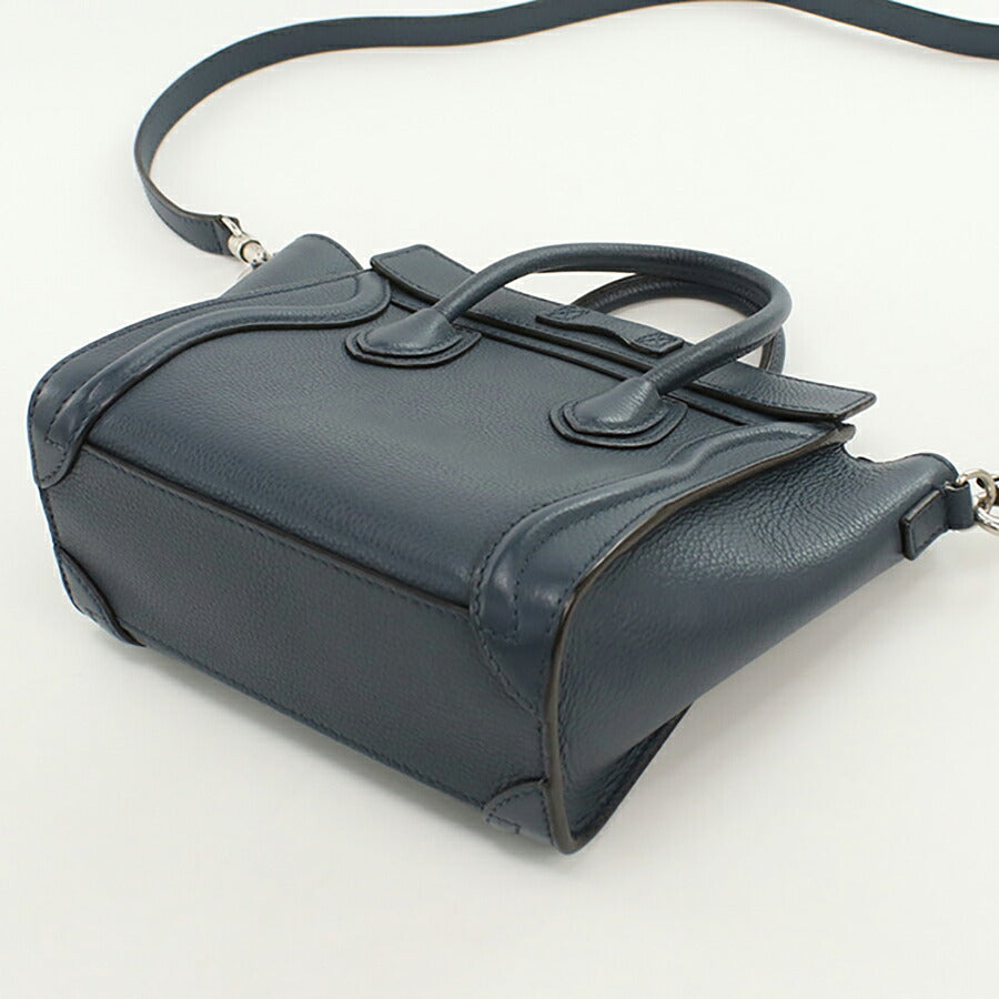 中古 セリーヌ ハンドバッグ レディース ブランド CELINE ラゲージ ナノ レザー ネイビー バッグ USDCE96466011