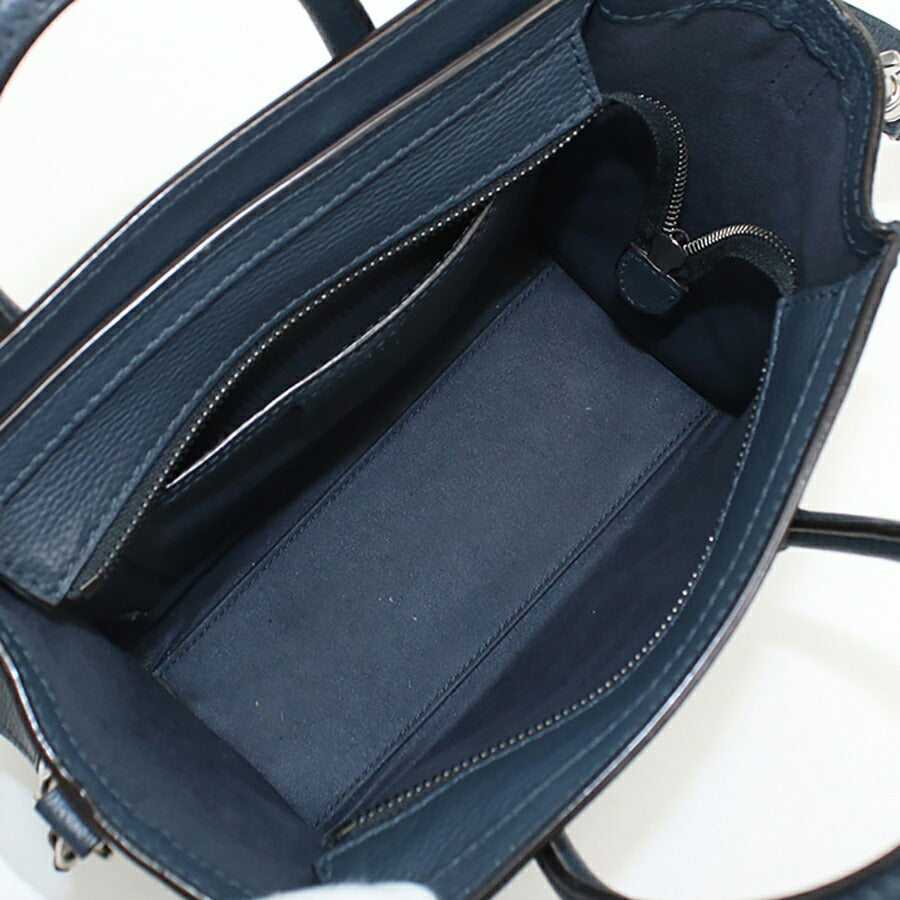 中古 セリーヌ ハンドバッグ レディース ブランド CELINE ラゲージ ナノ レザー ネイビー バッグ USDCE96466011