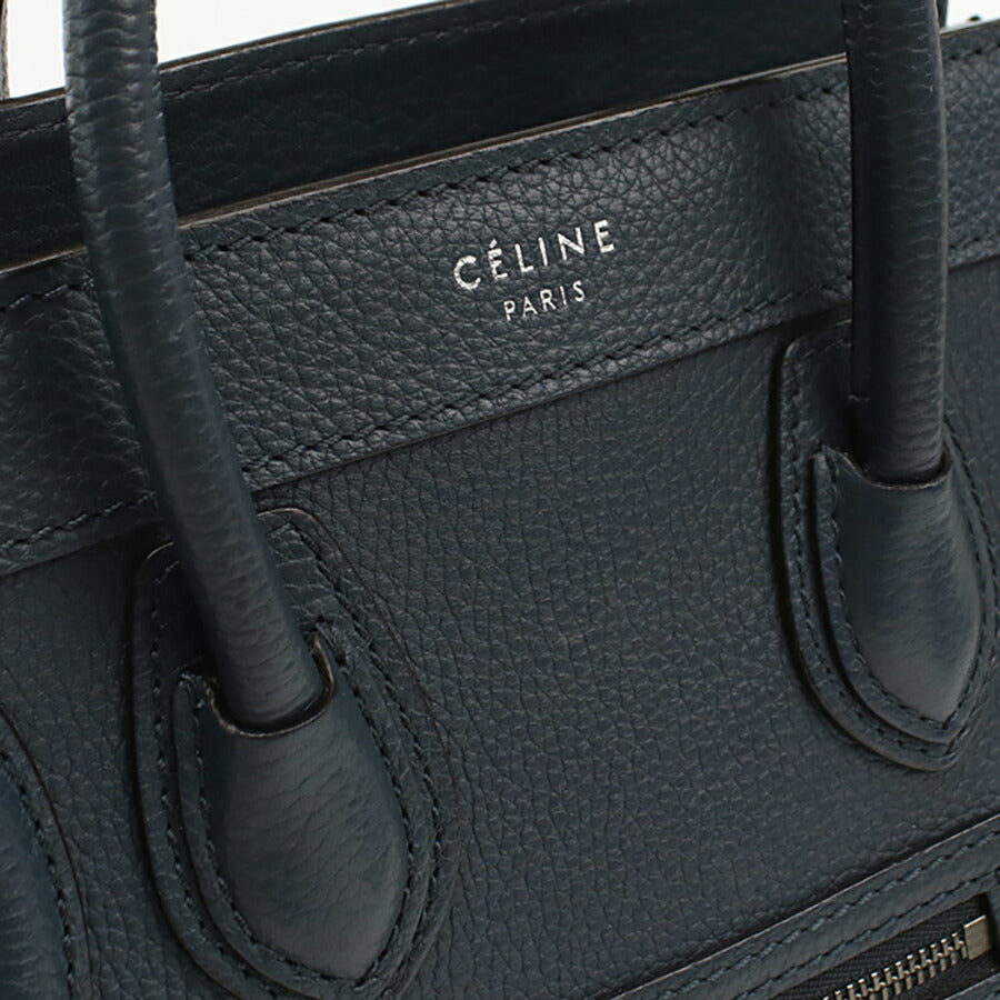 中古 セリーヌ ハンドバッグ レディース ブランド CELINE ラゲージ ナノ レザー ネイビー バッグ USDCE96466011