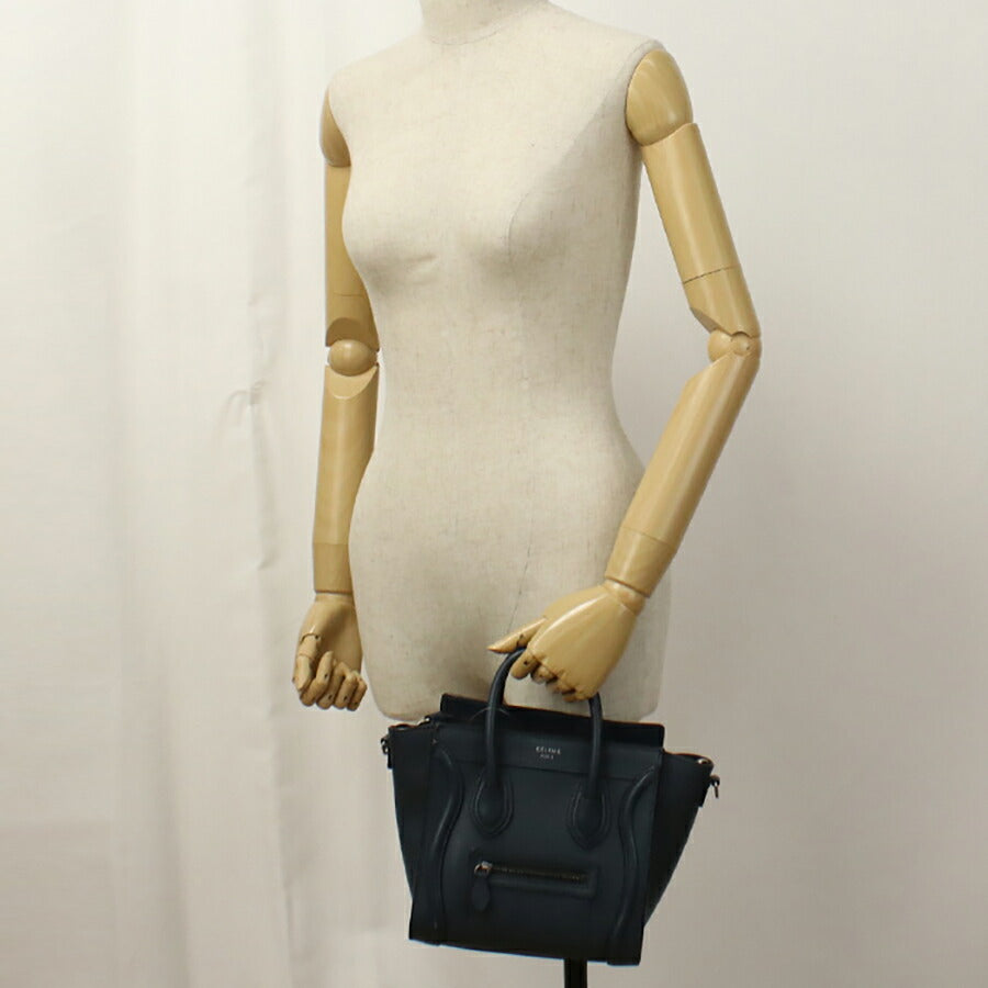 中古 セリーヌ ハンドバッグ レディース ブランド CELINE ラゲージ ナノ レザー ネイビー バッグ USDCE96466011