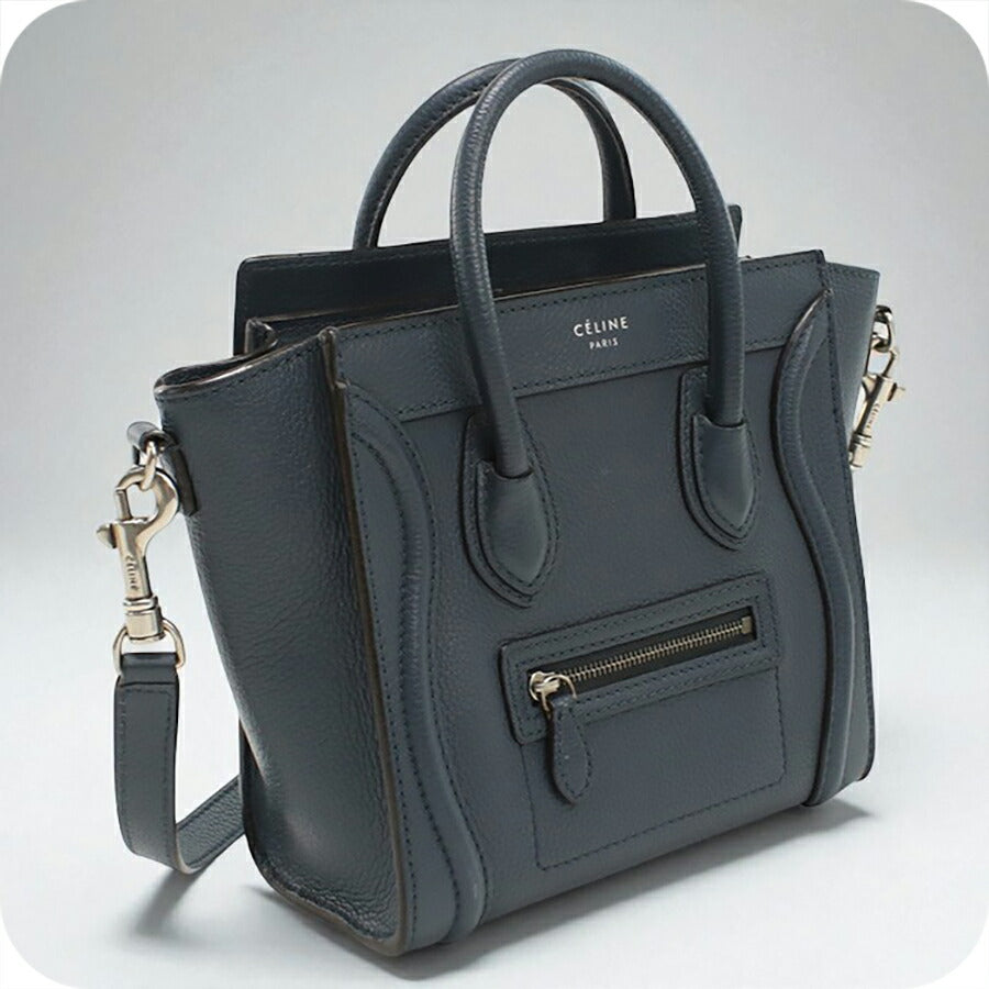 中古 セリーヌ ハンドバッグ レディース ブランド CELINE ラゲージ ナノ レザー ネイビー バッグ USDCE96466011