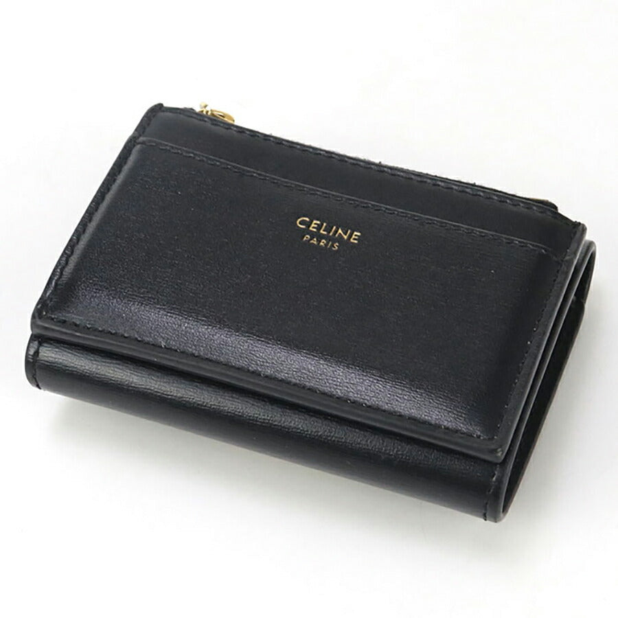 中古 セリーヌ 三折財布 レディース ブランド CELINE トリオンフ コンパクトウォレット 10I65 3DPV 38NO ブラック 財布 USDCE96687011