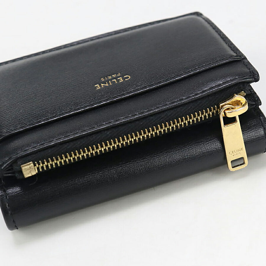 中古 セリーヌ 三折財布 レディース ブランド CELINE トリオンフ コンパクトウォレット 10I65 3DPV 38NO ブラック 財布 USDCE96687011