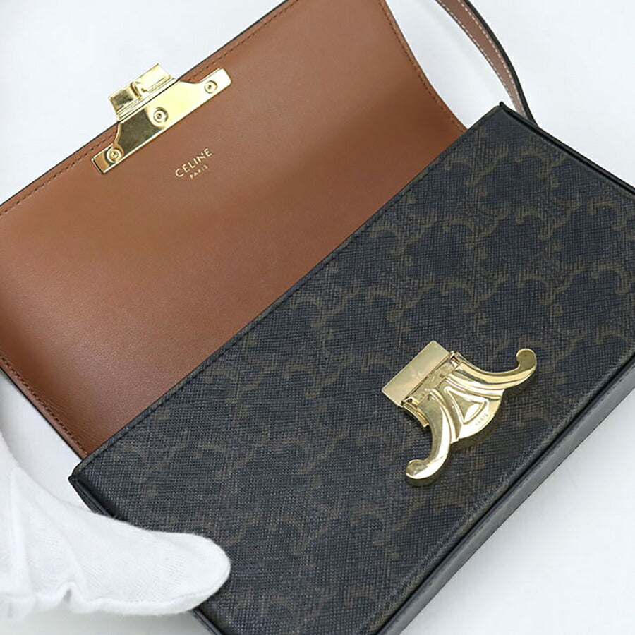 中古 セリーヌ ショルダーバッグ レディース ブランド CELINE トリオンフキャンバス クロード 19414 2CUZ 04LU ブラウン バッグ USDCE96694011