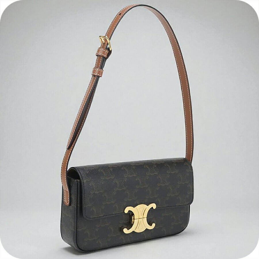 中古 セリーヌ ショルダーバッグ レディース ブランド CELINE トリオンフキャンバス クロード 19414 2CUZ 04LU ブラウン バッグ USDCE96694011