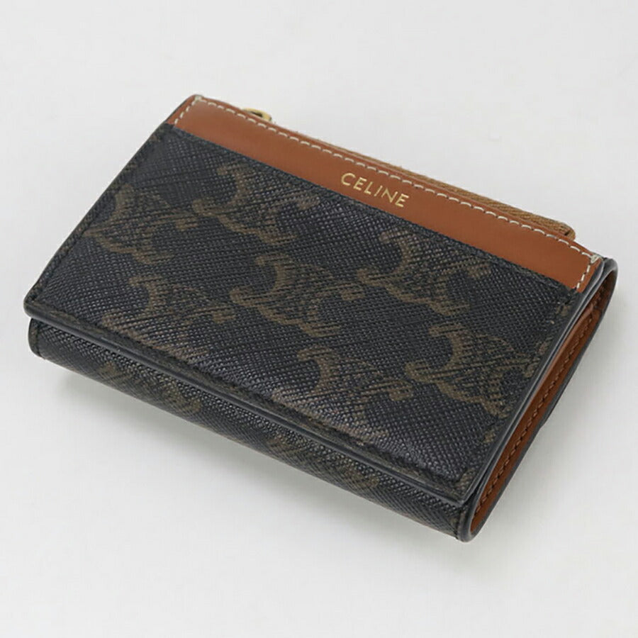 中古 セリーヌ 三折財布 レディース ブランド CELINE トリオンフキャンバス コンパクトウォレット 10I65 2DS3 04LU ブラウン 財布 USDCE96739011