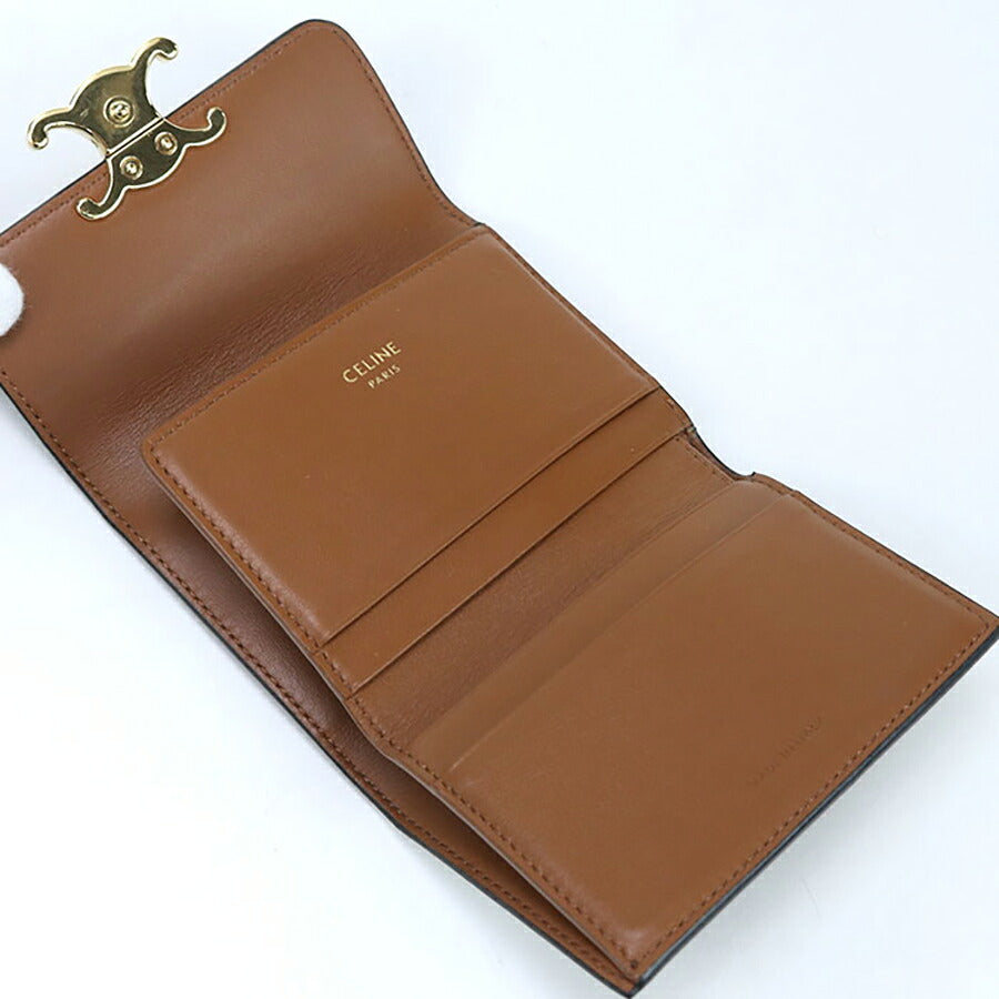 中古 セリーヌ 三折財布 レディース ブランド CELINE トリオンフキャンバス コンパクトウォレット 10I65 2DS3 04LU ブラウン 財布 USDCE96739011