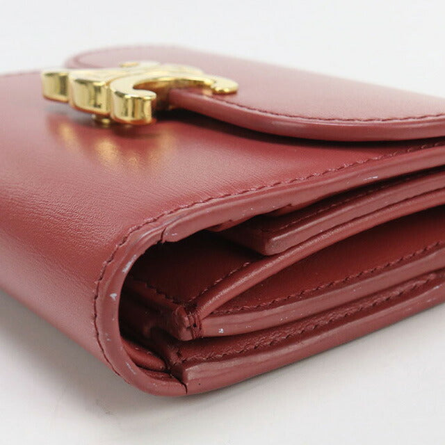 中古 セリーヌ 三折財布 レディース ブランド CELINE トリオンフ スモール フラップウォレット 10D78 3DPV ピンク 財布 USDCE97621011