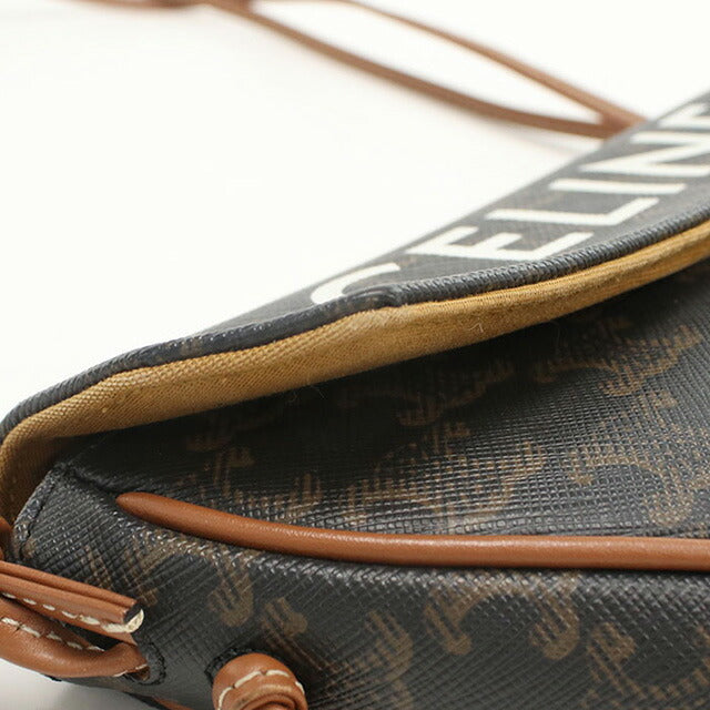 中古 セリーヌ 斜め掛け ショルダーバッグ レディース ブランド CELINE トリオンフキャンバス ブラウン バッグ USDCE97722011