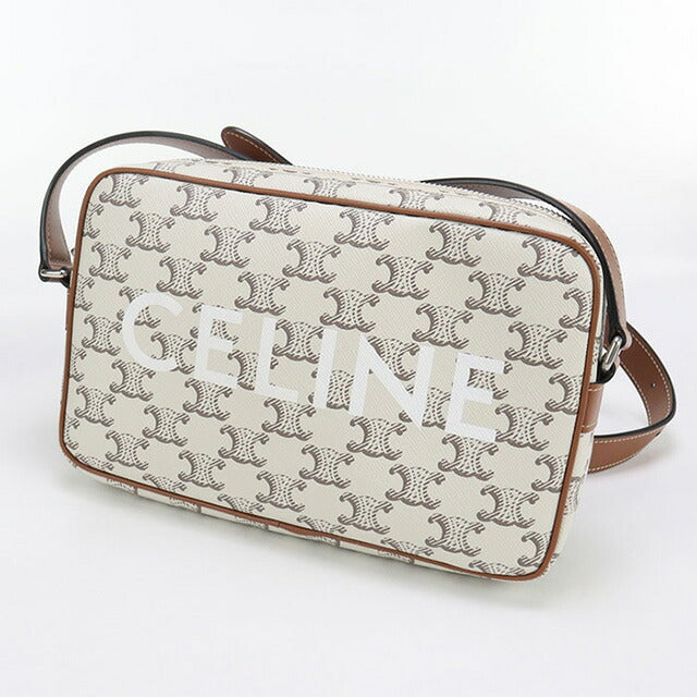 中古 セリーヌ 斜め掛け ショルダーバッグ レディース ブランド CELINE トリオンフキャンバス ホワイト バッグ USDCE97744011