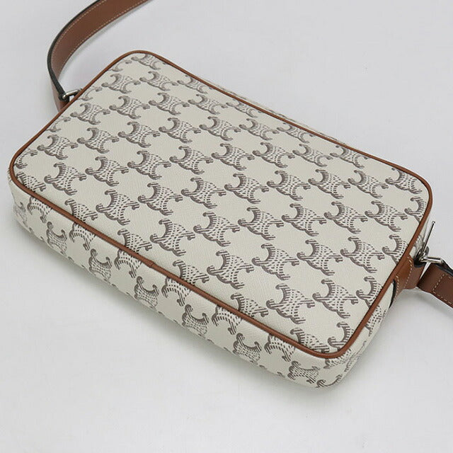 中古 セリーヌ 斜め掛け ショルダーバッグ レディース ブランド CELINE トリオンフキャンバス ホワイト バッグ USDCE97744011