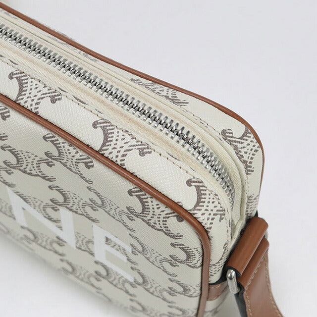 中古 セリーヌ 斜め掛け ショルダーバッグ レディース ブランド CELINE トリオンフキャンバス ホワイト バッグ USDCE97744011