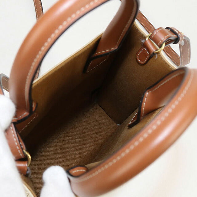 中古 セリーヌ ハンドバッグ レディース ブランド CELINE トリオンフキャンバス ミニ バーティカル カバ 2WAY レザー 19437 2BZK ホワイト USDCE97817011