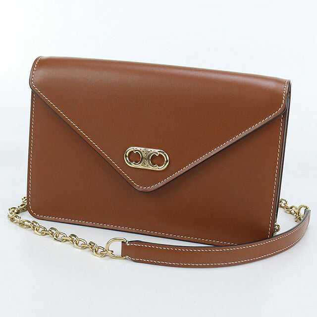 中古 セリーヌ チェーンウォレット レディース ブランド CELINE トリオンフ ブラウン 財布 USDCE98075011