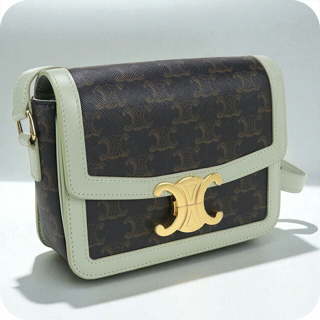 CELINE ブラウンキャンバスショルダーバッグ 中古 セリーヌ 斜め掛け ショルダーバッグ レディース ブランド CELINE