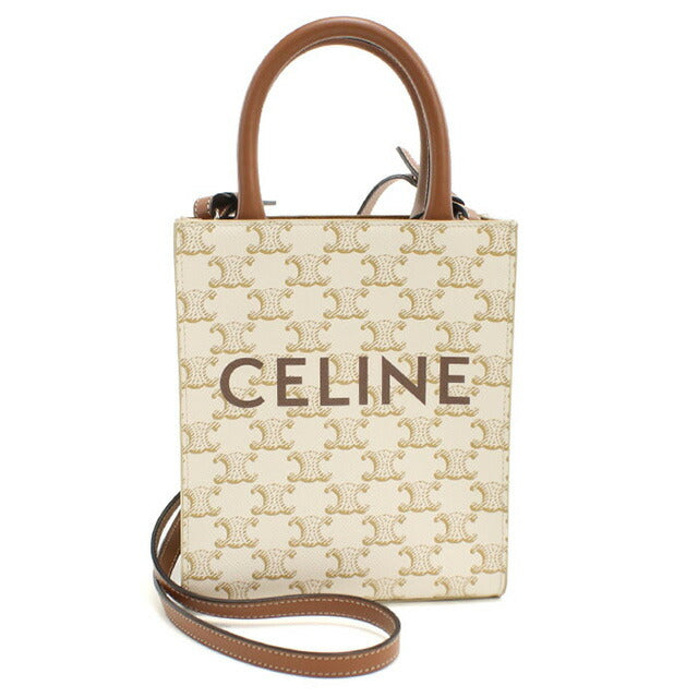 中古 セリーヌ ハンドバッグ レディース ブランド CELINE トリオンフキャンバス ミニ バーティカル カバ 19437 2BZK 01BC ホワイト バッグ USDCE98312011