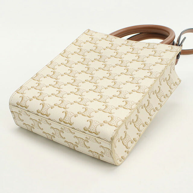 中古 セリーヌ ハンドバッグ レディース ブランド CELINE トリオンフキャンバス ミニ バーティカル カバ 19437 2BZK 01BC ホワイト バッグ USDCE98312011