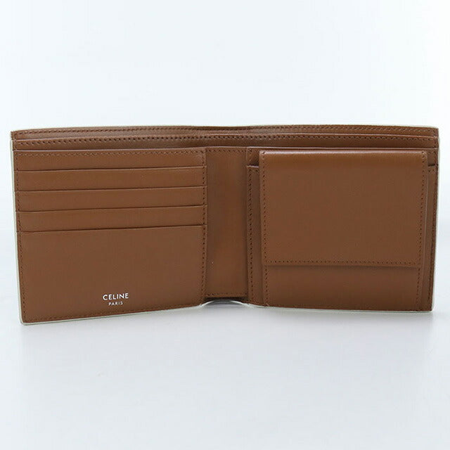 中古 セリーヌ 二折財布 メンズ ブランド CELINE トリオンフキャンバス バイフォールドウォレット レザー 10C87 ホワイト 財布 USDCE98901011
