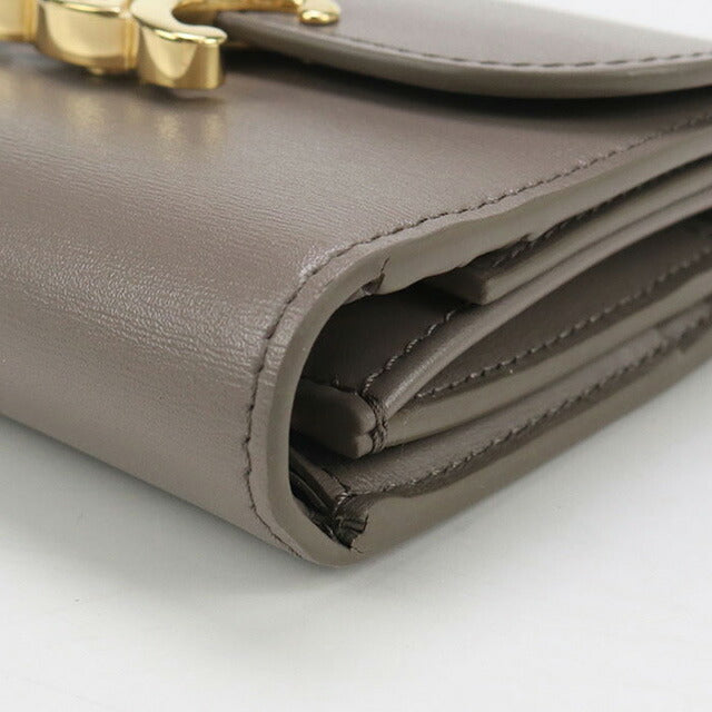 中古 セリーヌ 三折財布 レディース ブランド CELINE スモール フラップウォレット 10D78 3DPV グレー 財布 USDCE99141011