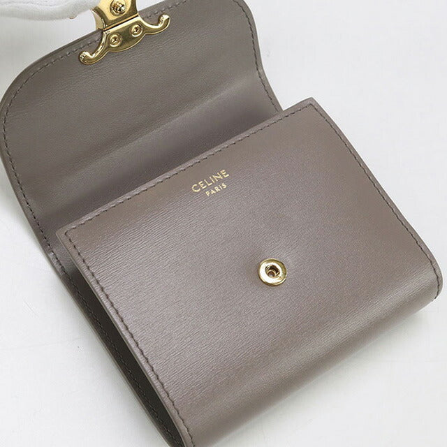 中古 セリーヌ 三折財布 レディース ブランド CELINE スモール フラップウォレット 10D78 3DPV グレー 財布 USDCE99141011